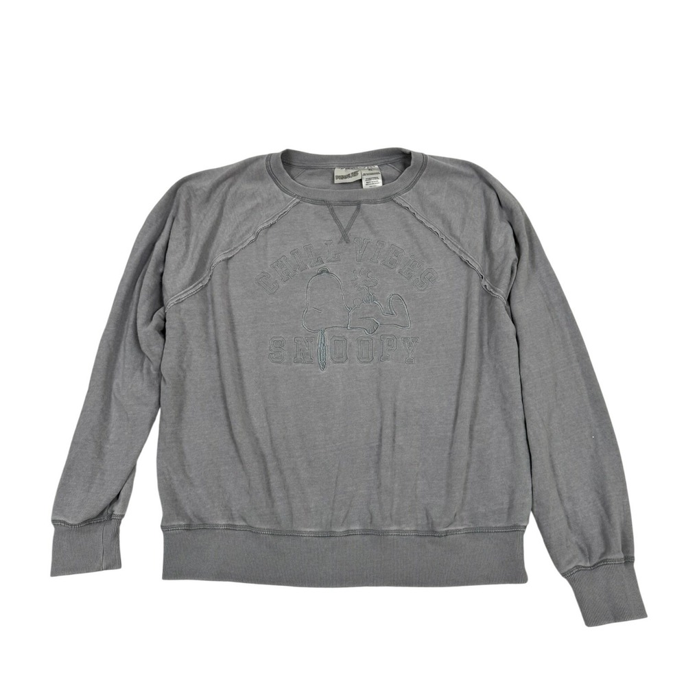 Peanuts Snoopy Chill Vibes Grey Over Dye Embroidered Sweatshirt XL LS12406FS